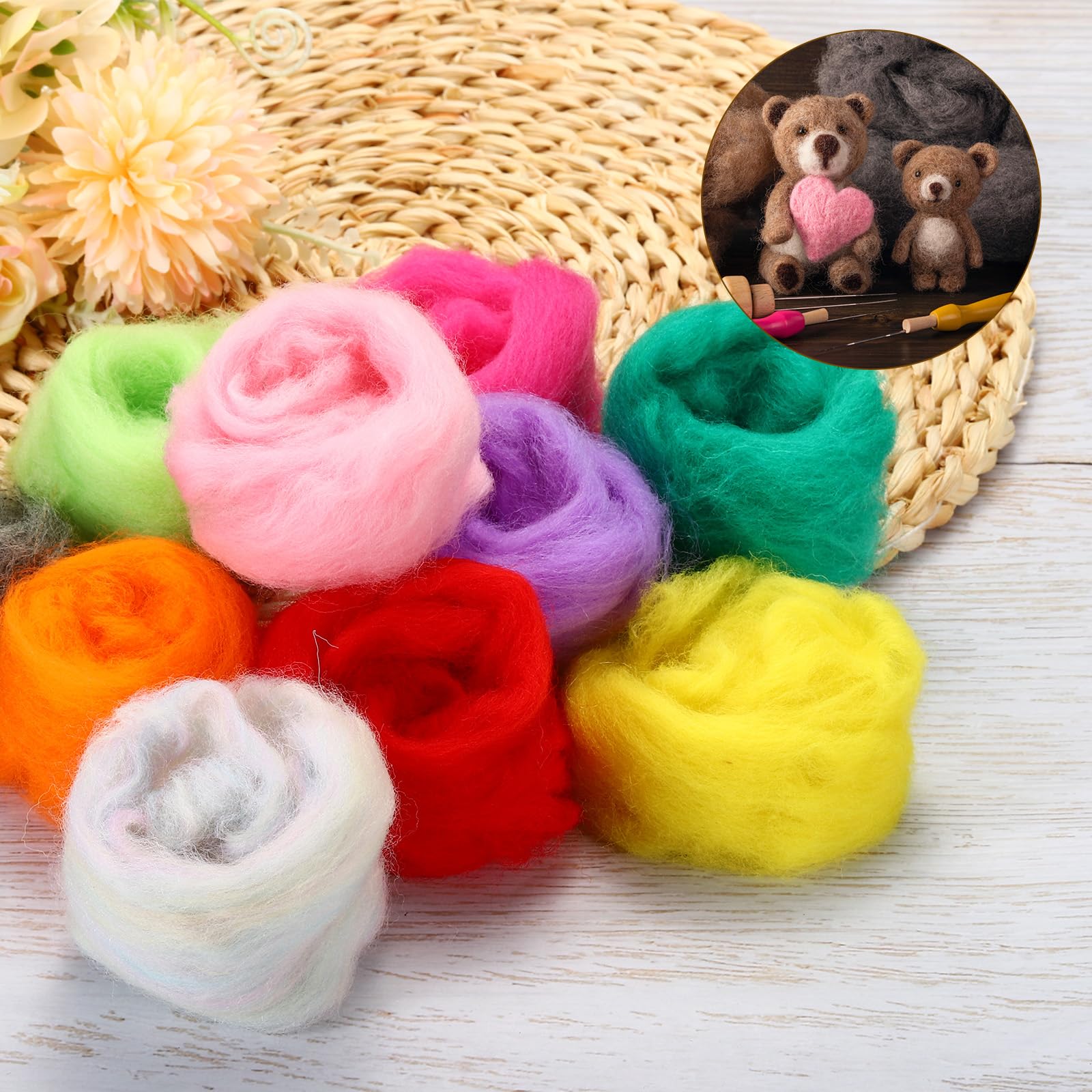 手芸用　羊毛　1キロ　未使用　u.k. Amazon | uxcell ニードルフェルティング羊毛 70カラー/7.4Oz 自然繊維