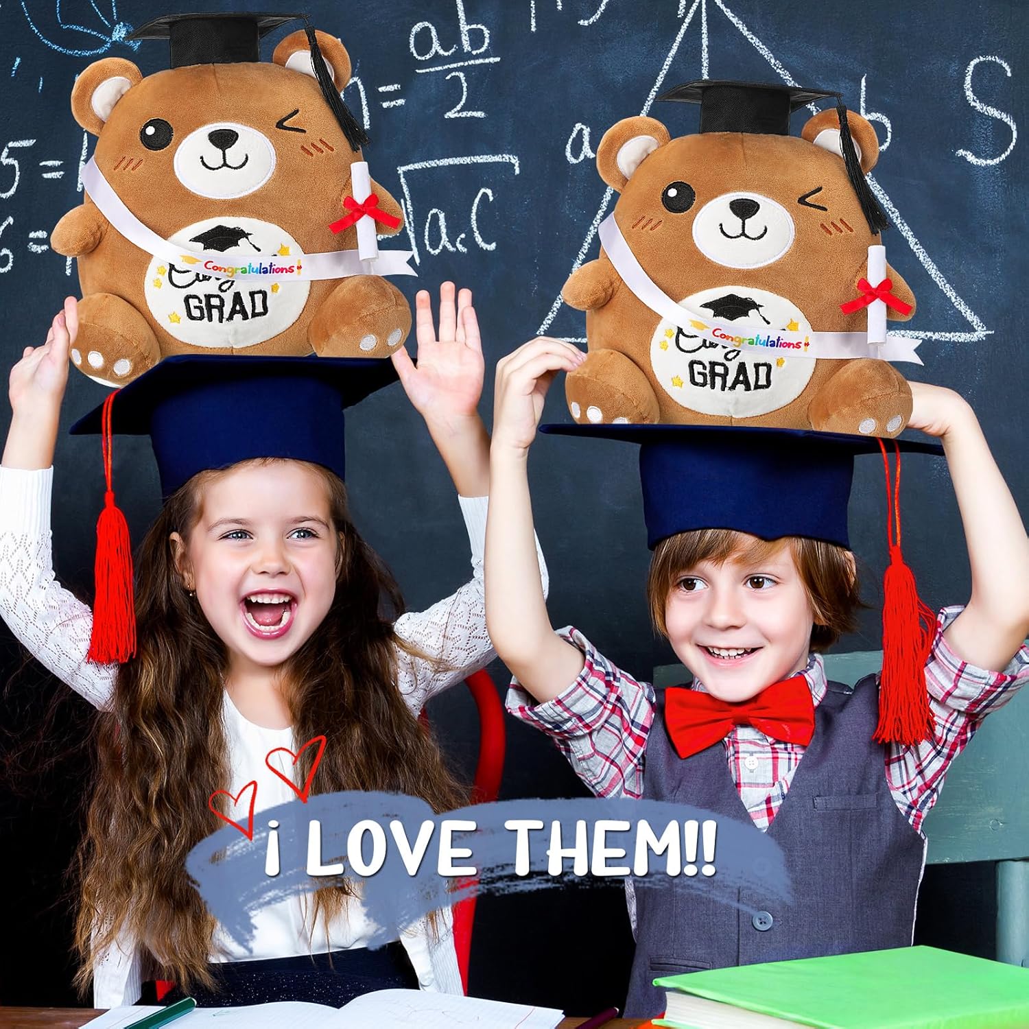 Blueweenly Graduation Plush 9.84 Inch Graduation Stuffed Animal with Cap Diploma Sash Kindergarten Plushie Pillow Toy Preschool Congratulations Grad Gifts for Boys Girls Kids(Bear)