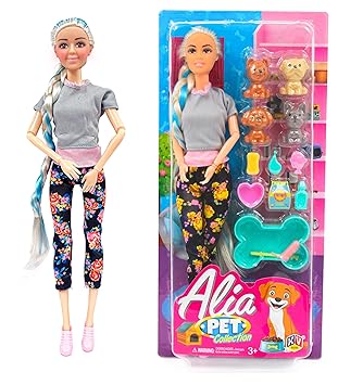 K.V. Toys Alia Doll Set, Pet Lover Theme Set with Pets and Other Accessories, Suitable for Kids 3years and Above