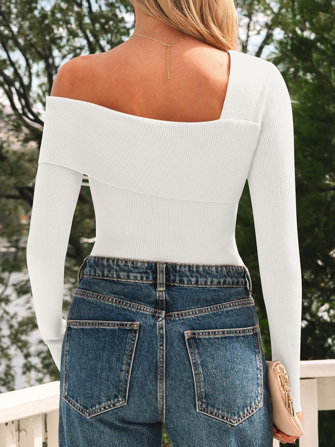LILLUSORY Womens Off The Shoulder Sweaters Going Out Fall Sexy Knit Pullover Lightweight Asymmetrical Tops Clothes 2026