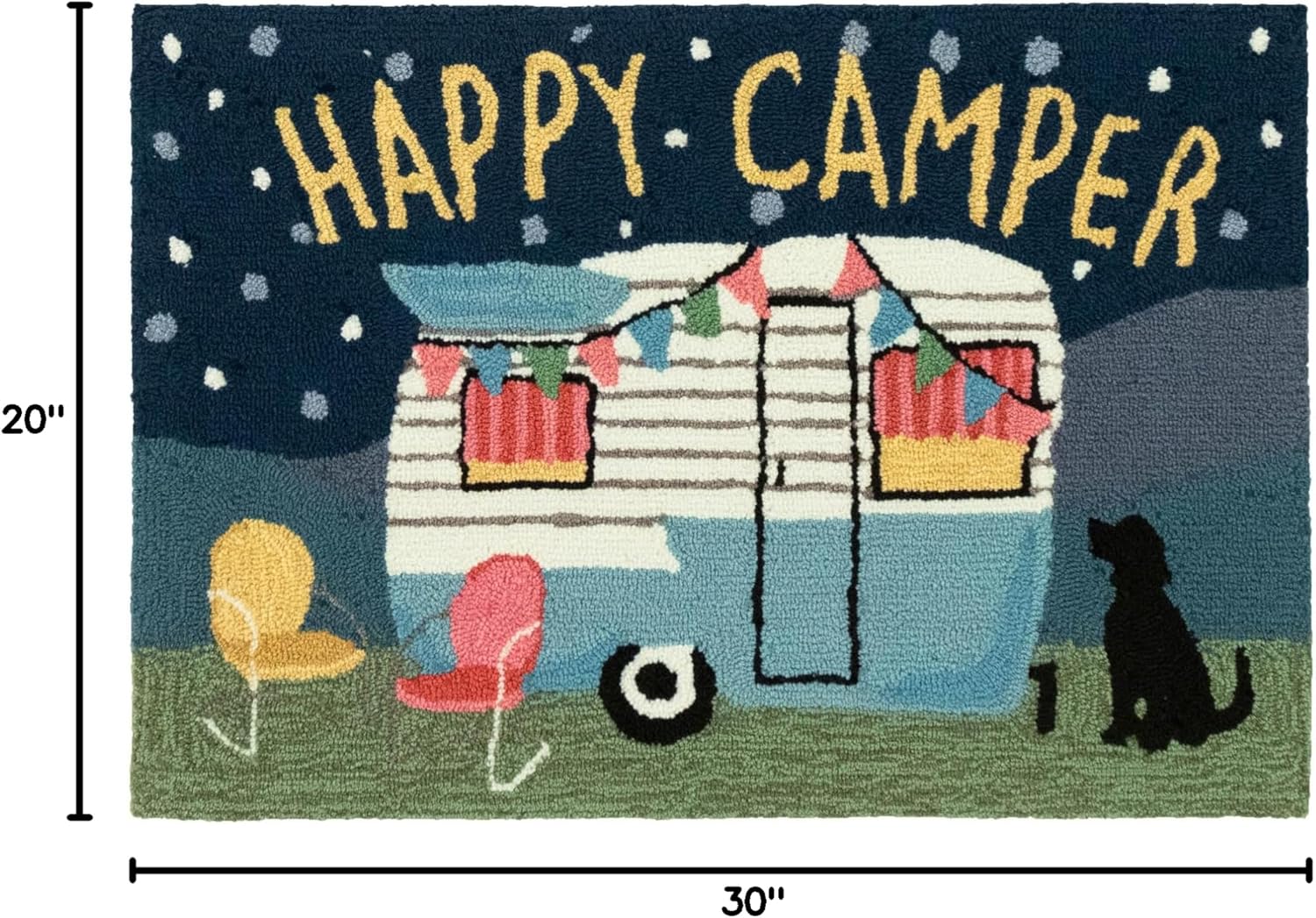 Liora Manne Frontporch Indoor/Outdoor Rug – Dog Welcome Mats, Novelty Designs, Comfortable & Durable, Easy Care & Maintenance, UV Stabilized, 1'8" x 2' 6",Happy Camper