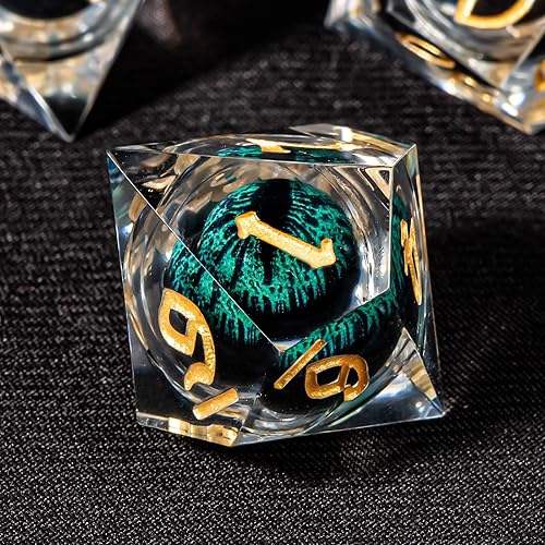 Miniatura 4 de OUKELANWO Juego de dados DND de globo ocular con núcleo líquido, con caja, 7 piezas de dados poliédricos D&D D20 de Dungeons and Dragons de borde