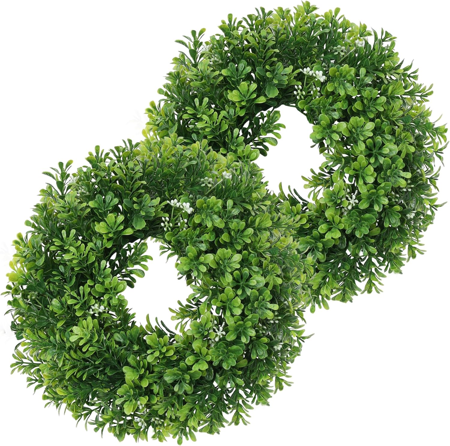 24 Inch Boxwood Wreath for Front Door, Spring/Summer All Season Door Wreath, Farmhouse Style, Outdoor Indoor Decor (Green, 24)