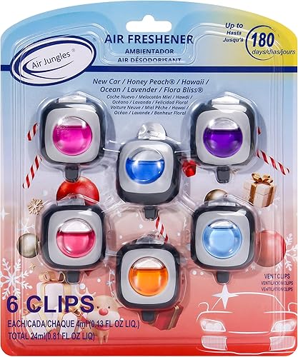 Miniatura 21 de Air Jungles French Osmanthus Scent - Clip para ambientador de automóvil, 6 clips de ventilación, 0.16 onzas líquidas cada uno, ambientador de larga