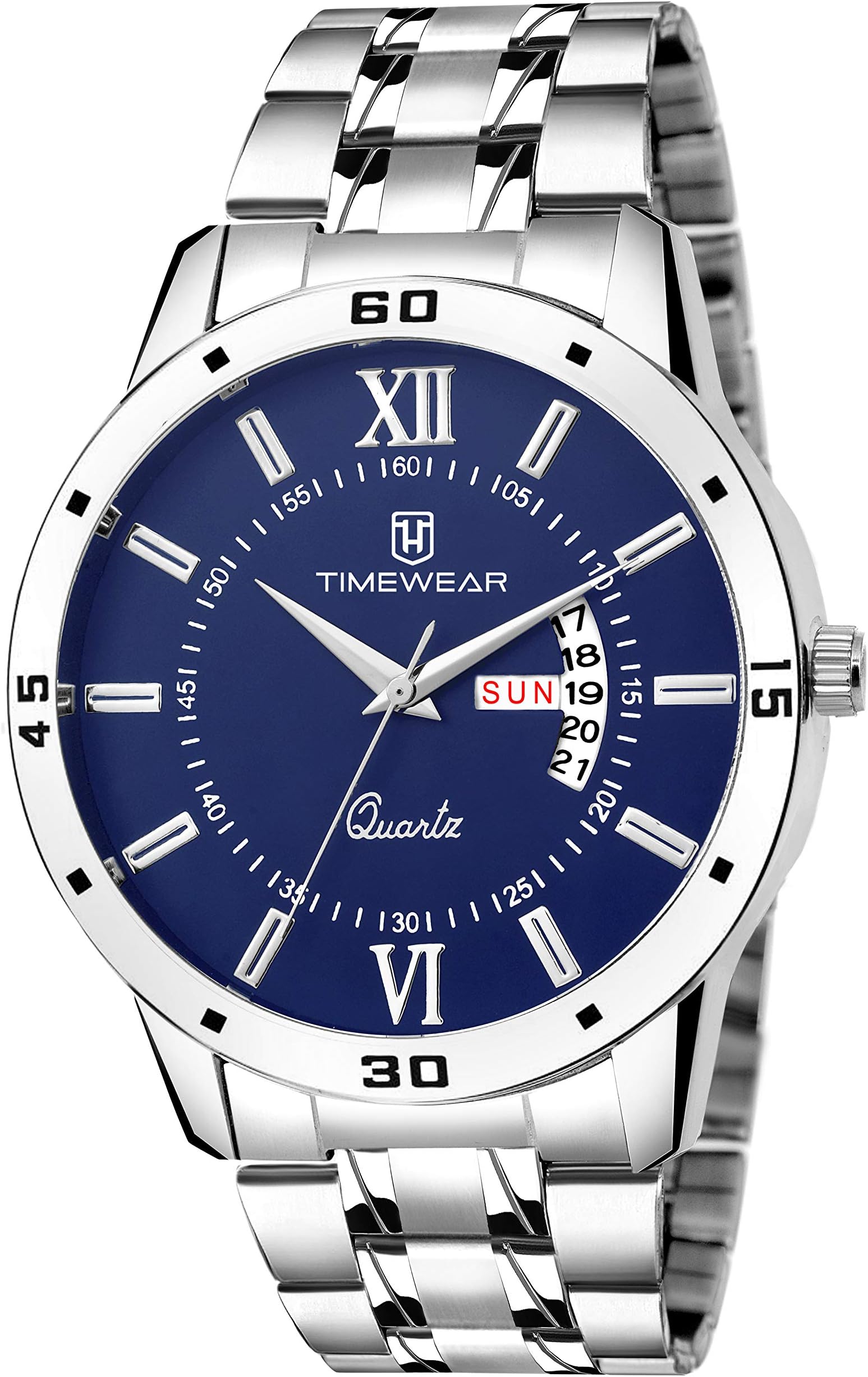 Analog Day Date Functioning Stainless Steel Chain Watch for Men