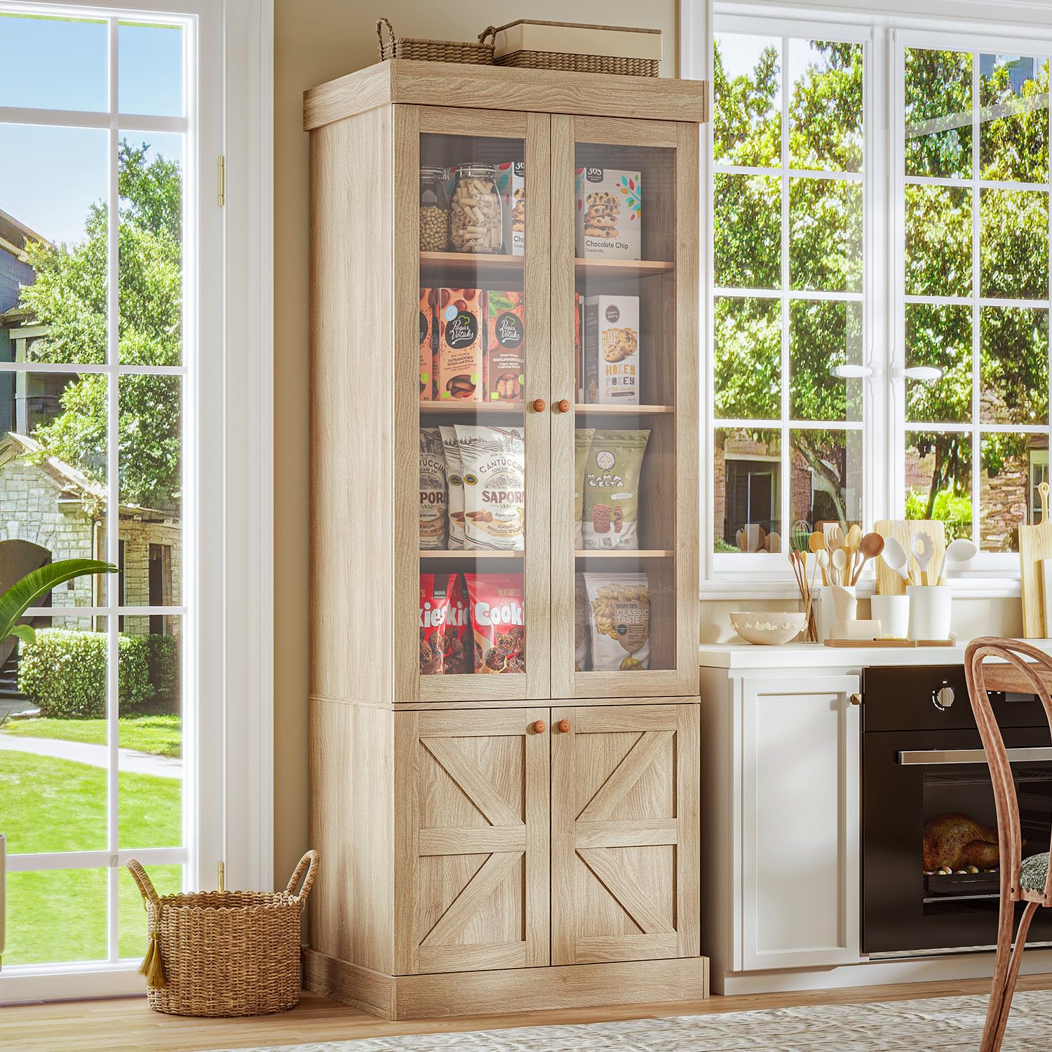 Modern Farmhouse China Cabinet Kitchen Pantry Cabinet 73