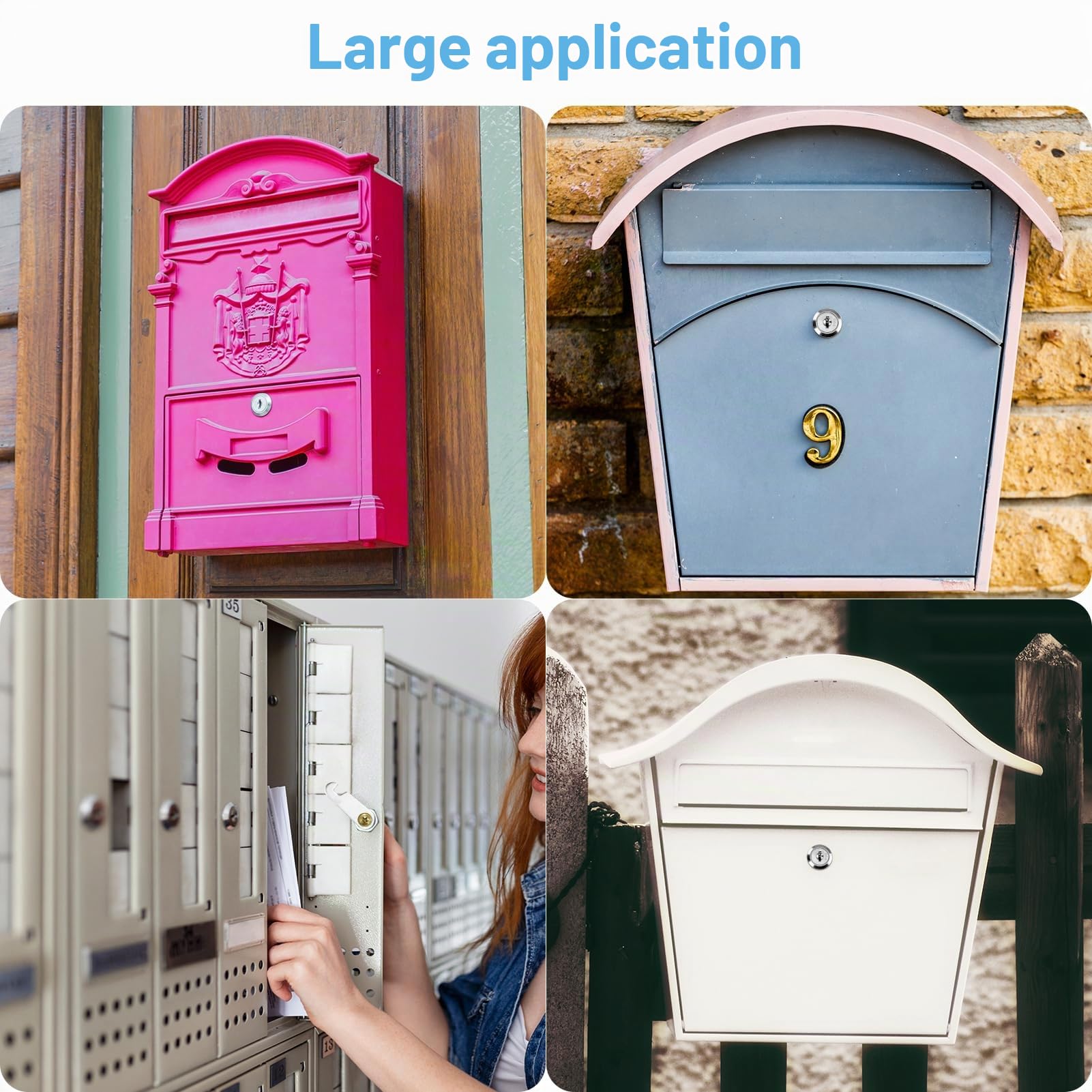 Serrure pour boîte aux lettres, serrure métallique pour armoire de 20 mm, serrure à levier pour meubles, livrée avec 4 clés et 2 plaques de serure différentes, pour armoires à dossiers, armoires