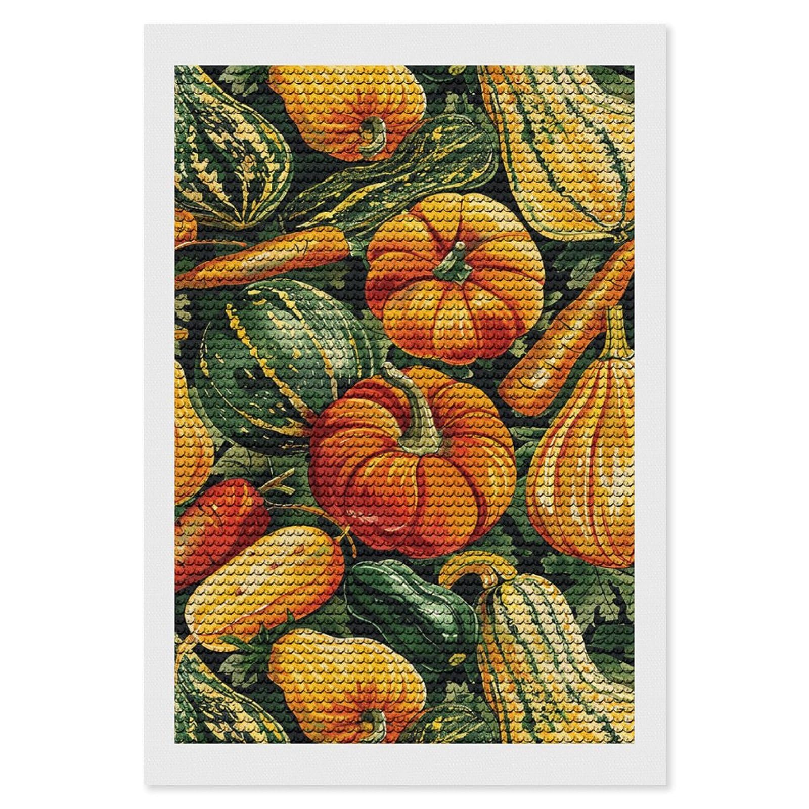 NONHAI Diamond Painting Kits for Adults - DIY Diamond Art Kits for Beginners - Full 5D Paint Drill Diamond Dots Paintings- Pumpkin and Carrot Diamonds Pictures Gem Art and Craft Wall Decor 8"x12"