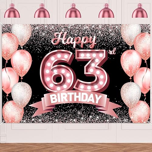 Vista 219 de Happy 21st Birthday Rose Gold Banner Backdrop Cheers to 21 Years Old Confetti Balloons Theme Decor Decorations for Women 21 Years Old Pink Birthday