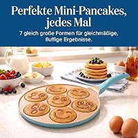 joeji's Kitchen Szmiley palacsinta serpenyő 7 üreges tapadásmentes öntött alumínium 26,5 cm kék indukcióhoz tojás és lepény sütéshez 2