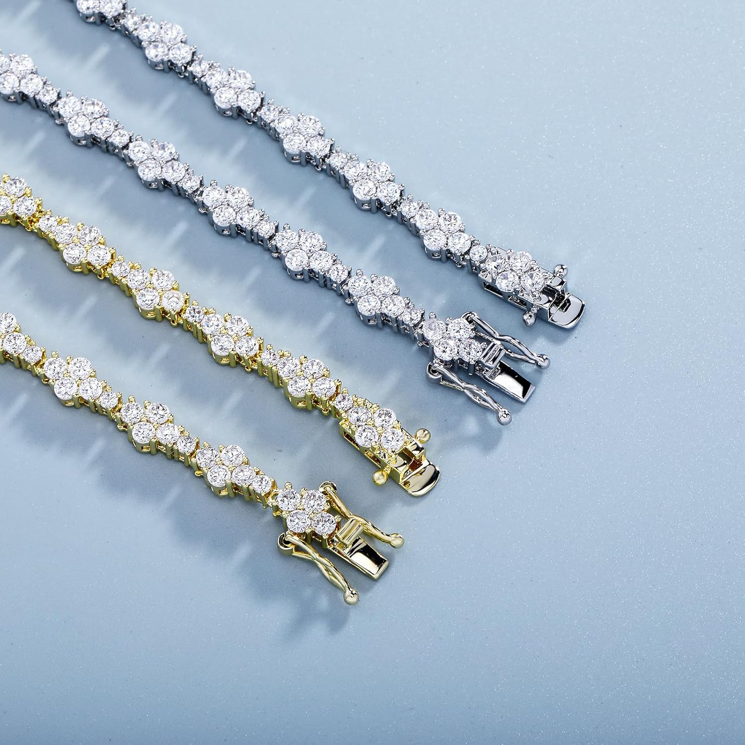 TOPGRILLZ Tennis Necklace for Women Choker Chain Necklace 14K Gold Plated 5mm Dainty Diamond Tennis Chain 16-24 Inches Gold Jewelry