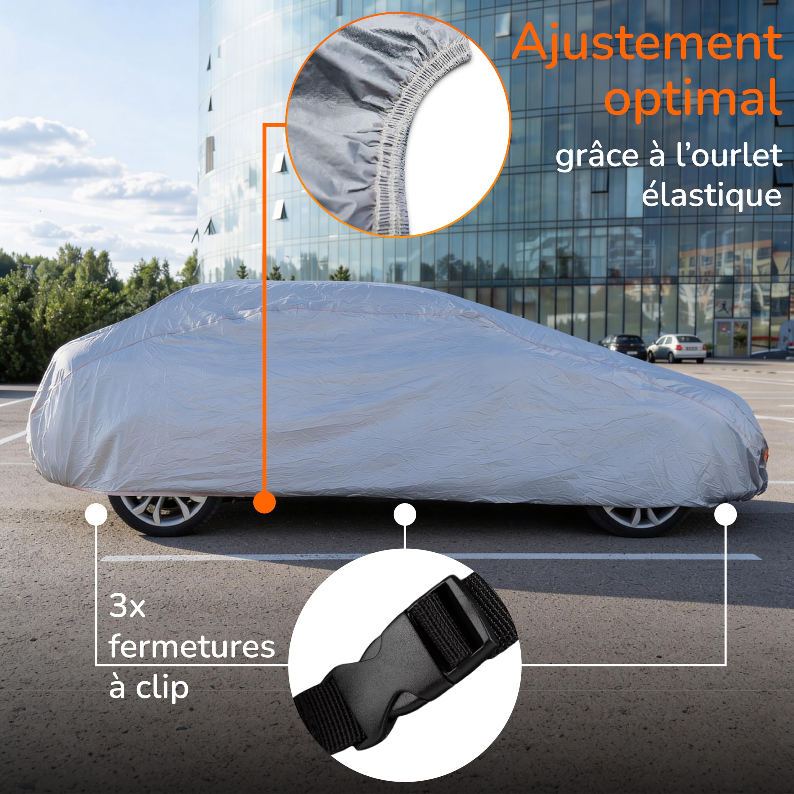 Upgrade4cars Housse de Voiture Extérieure Version 2026 Imperméable | Housse Complète pour Toutes Saisons | Bâche Universelle SUV - L (480 × 195 × 150 cm)