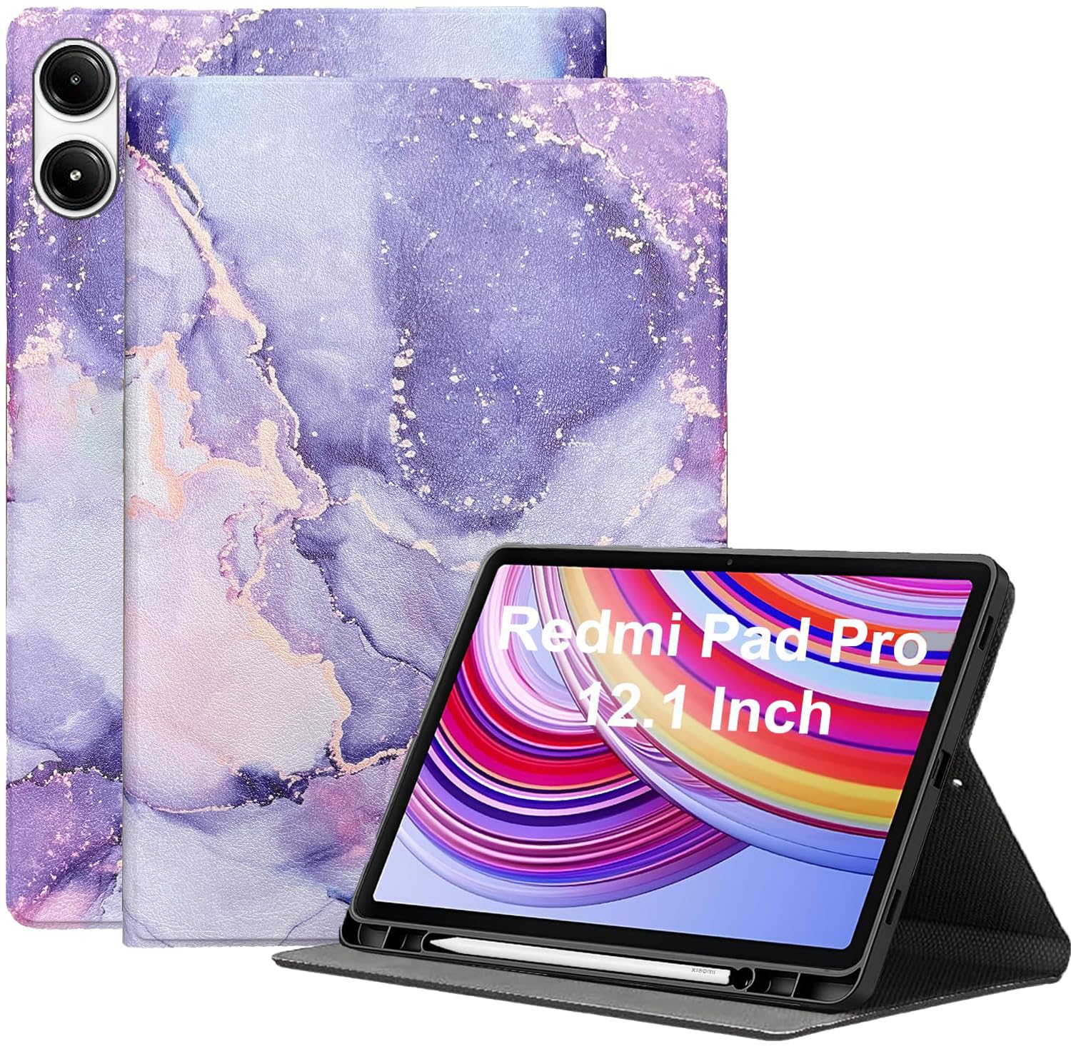 ProElite Book Cover Case for Redmi Pad Pro 12.1 inch Cover, Smart flip case Book Cover for Redmi Pad Pro 12.1 inch Tablet with Pen Holder [Support Auto Sleep Wake Feature], Marble Purple (B0D9LNSKTW) Amazon Price History, Amazon Price Tracker