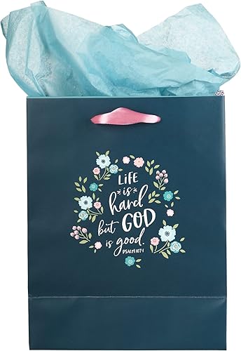 Miniatura 3 de Christian Art Gifts Juego de bolsa de regalo de retrato y papel de seda para mujer con las Escrituras y etiqueta de regalo, Let's Celebrate - God is