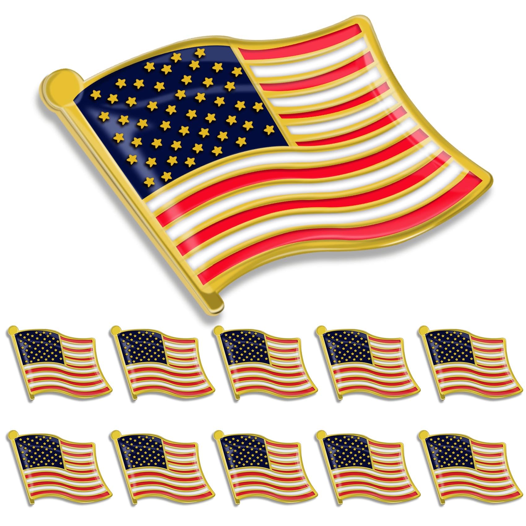 12/25/50/100 Pack American Flag Lapel Enamel Pins Bulk Metal Patriotic US Lapel Pins Badge Souvenir For Hat Bag Men Women Gifts in the USA