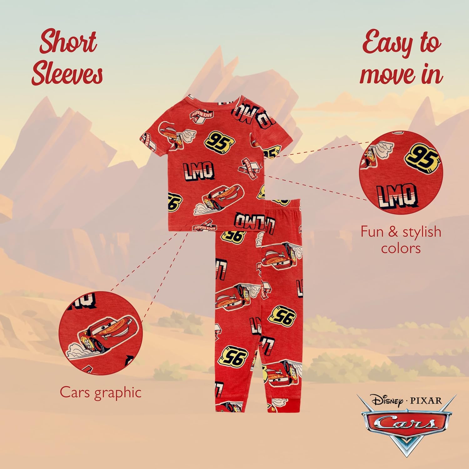 Disney Boys' 2-piece Snug-fit Viscose Matching Pajama Set, Soft & Cute for Kids