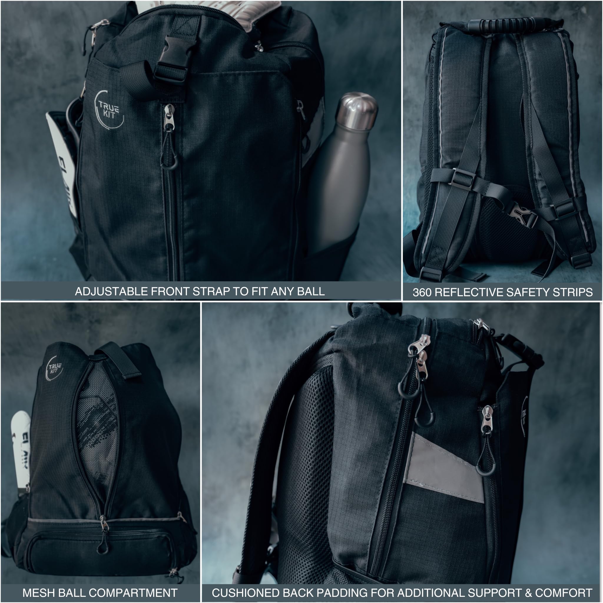 True Kit All-in-One Fußball-Rucksack – Sporttasche Mit Extra Ball-Fach, Gepolstert, Reflektierend – Für Training & Schule