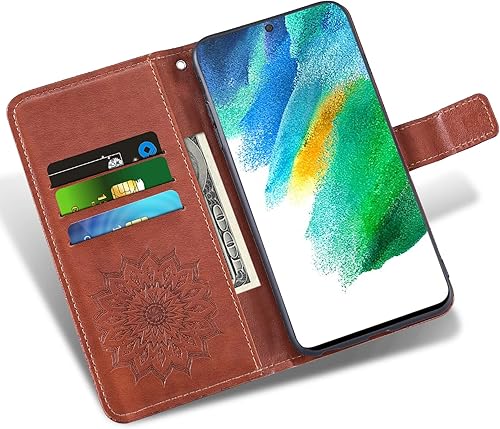 Miniatura 3 de Asuwish Funda de teléfono para Samsung Galaxy S21 FE Gaxaly S 21 FE 5G Cartera con protector de pantalla de vidrio templado Funda delgada de cuero