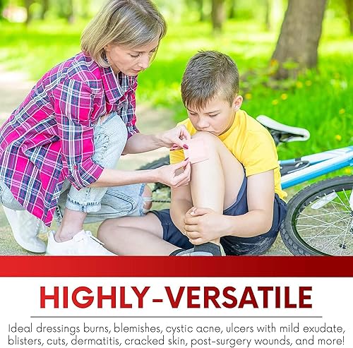 Miniatura 4 de Healqu - Apósito de isla, 10,2 x 10,2 cm, 60 unidades - Apósitos de gasa estéril con borde envueltos individualmente, resistentes al agua, con