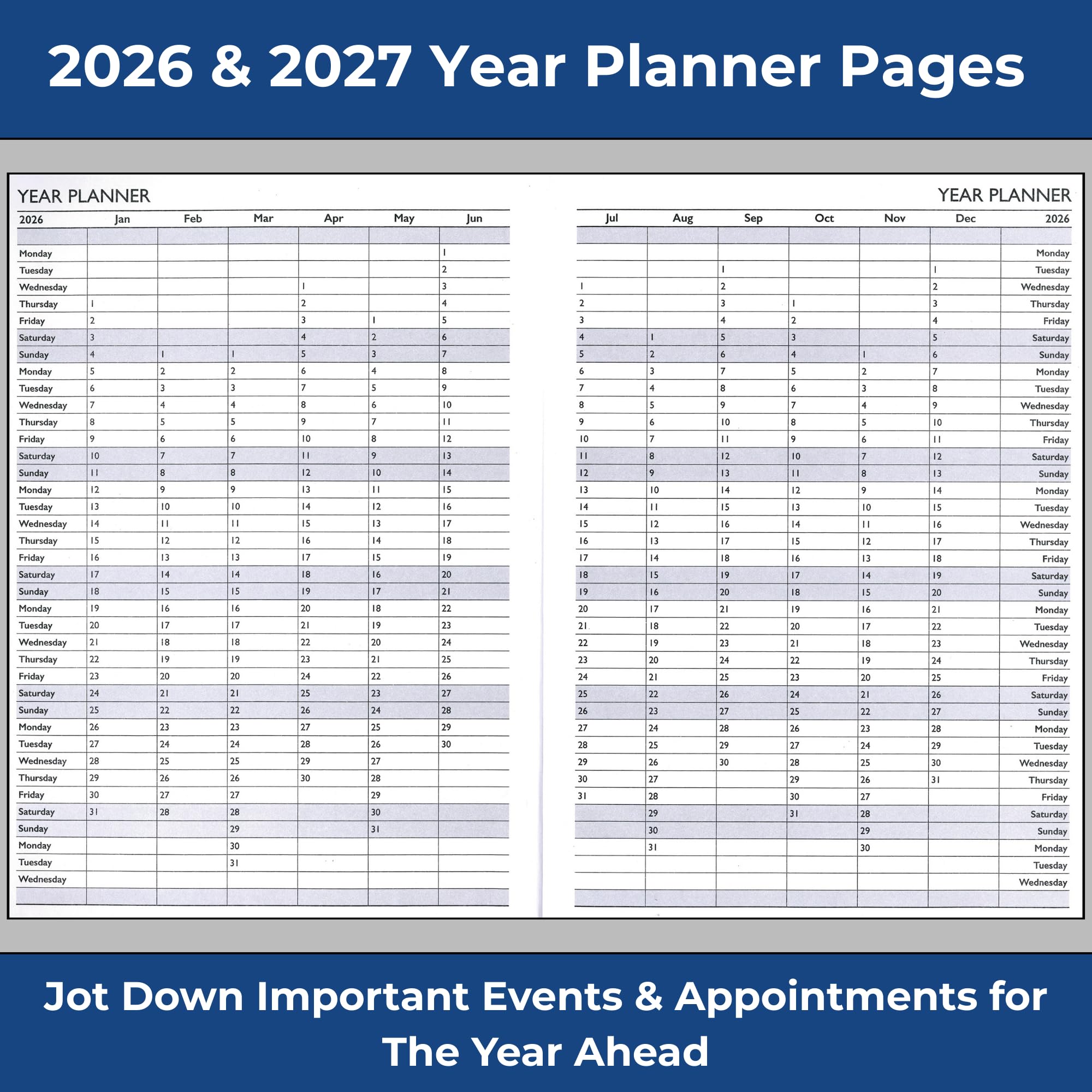 PaulStore 2026 A5 Hardback Day A Page Diary Saturday & Sunday Shared Page ( Red - View #10