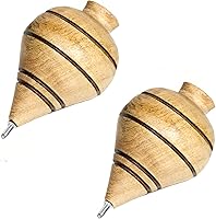 Vista 1 de Mexart Paquete de 2 trompo de madera de mezquite clásico mexicano / trompo de madera de mezquite