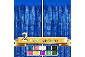 2 Pack Turquoise Tinsel Foil Fringe Curtains: Gleaming Party Backdrop