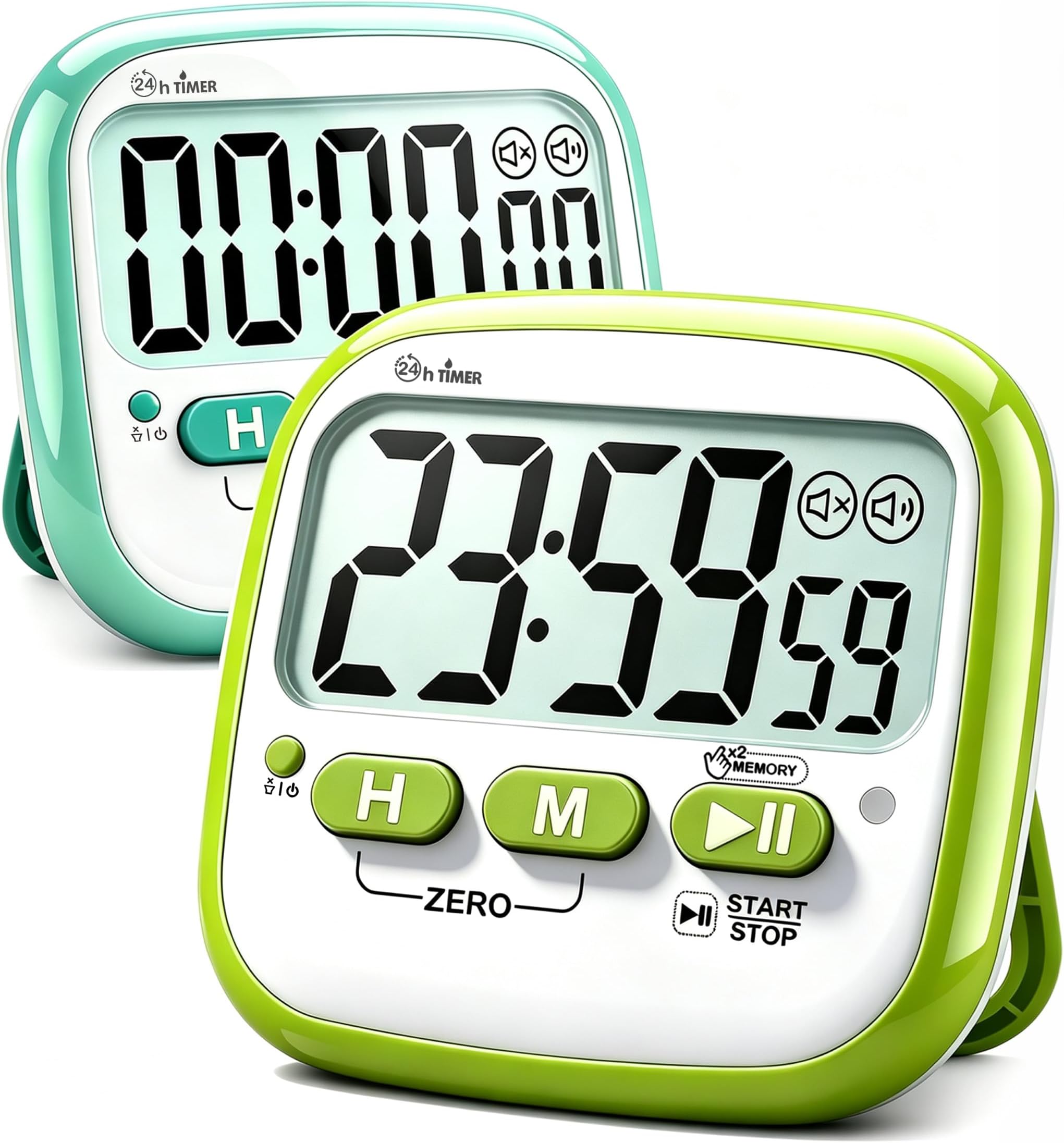 2 Pack Classroom Timers for Kids Teachers, Magnetic Countdown Digital Kitchen Timer for Cooking, Study, Exercise, Games, Time Mangement - Loud/Silent Mode - Battery Included