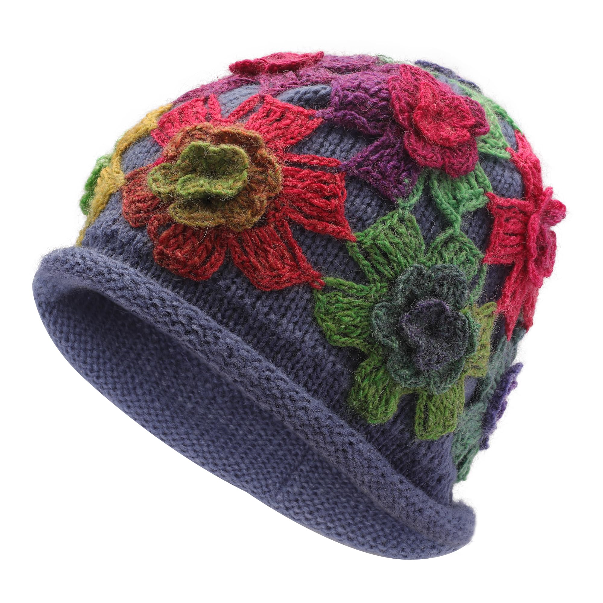 ZLYC Damen Winter Vintage Wolle Strickmützen Beanie Bowler Hut