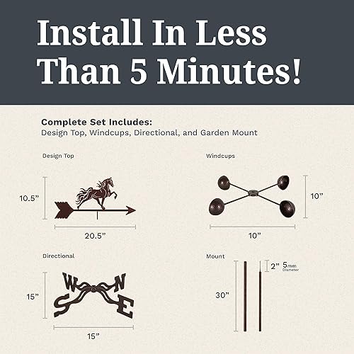 Miniatura 6 de EZ Vane Steel Tennessee Walker Horse Veleta de 80 pulgadas de altura, incluye soporte de jardín de metal, vasos de viento y soportes, hecho a mano y