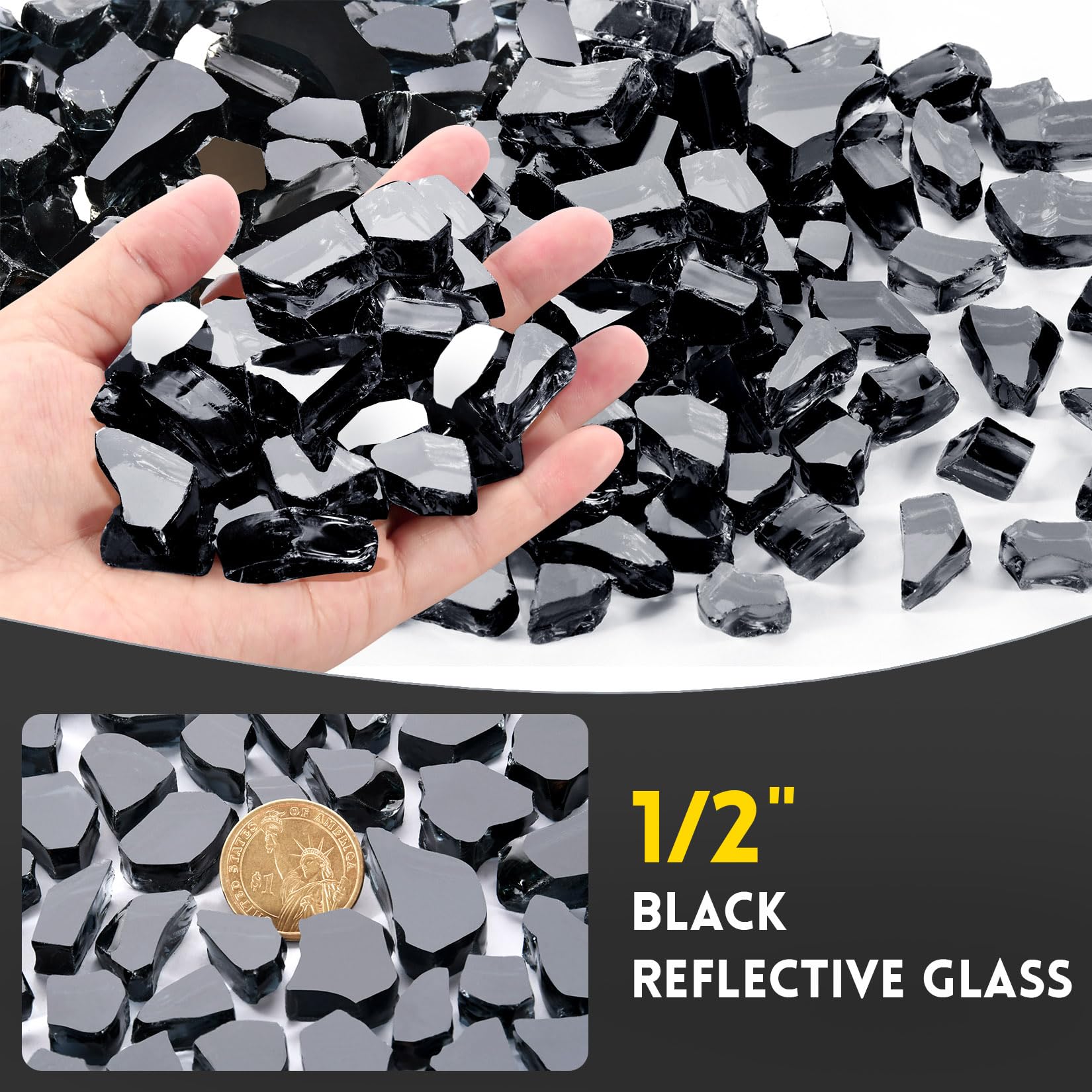 Snapklik.com : RUOJAS 20 Pounds Fire Glass 1/2 Inch High Reflective ...