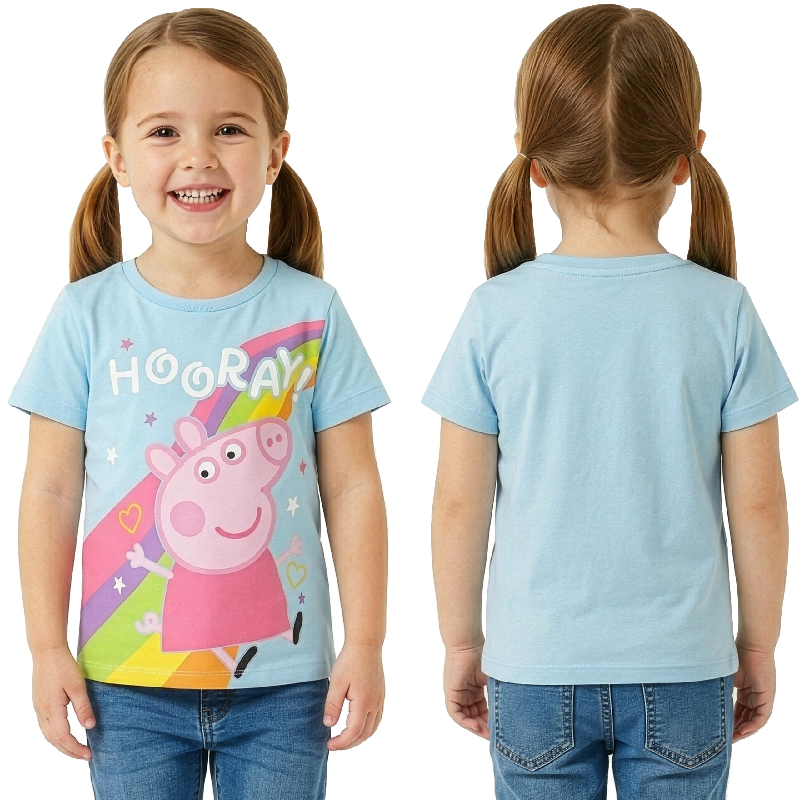 Peppa Pig Camisetas Niña Pack de 3, Camiseta Niña Manga Corta, Ropa Niña con Peppa, George y Evie