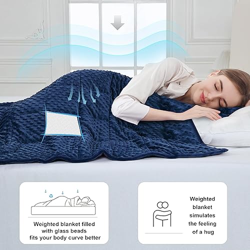 Miniatura 3 de Alomidds - Manta con peso para adultos, tamaño Queen, material de microfibra transpirable, manta con peso con cuentas de vidrio (60 x 80 pulgadas,