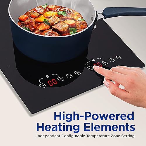 Miniatura 5 de NutriChef Quemador de inducción dual, placa eléctrica de dos quemadores con pantalla digital y ajustes de temperatura ajustables, estufa de