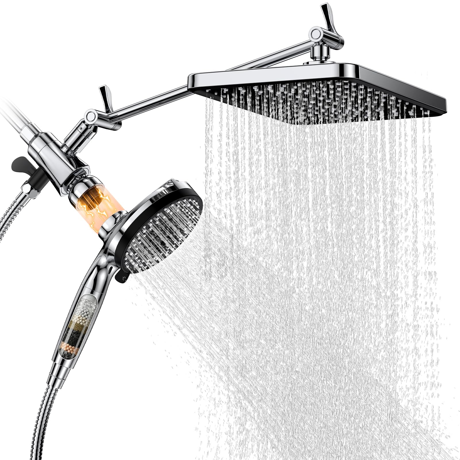 Rain Shower Head with Handheld Showerhead, Polished Chrome