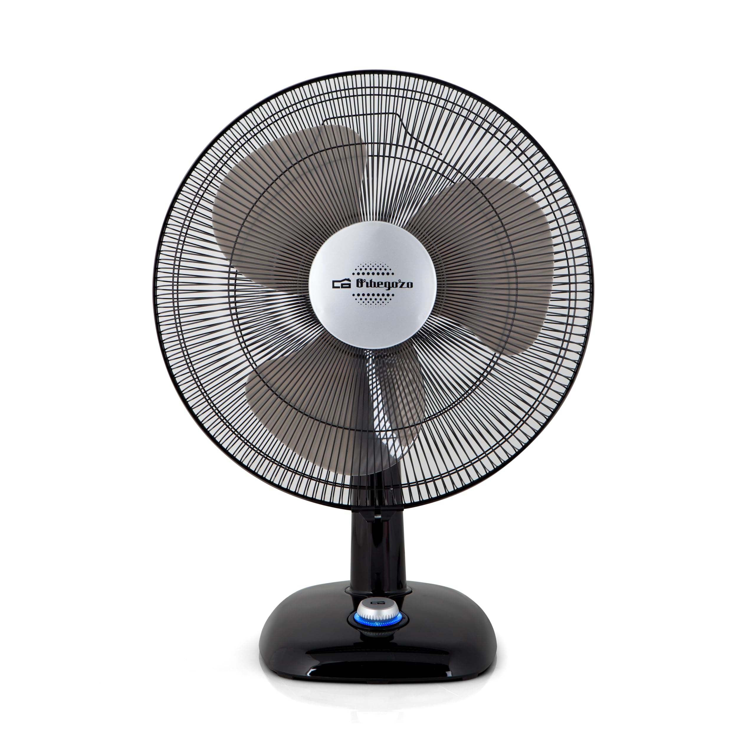 Orbegozo TF 0124 - Ventilateur de table, oscillant, 2 vitesses, hélices de 23 cm de diamètre, poignée, 25 W, témoin lumineux à LED, noir