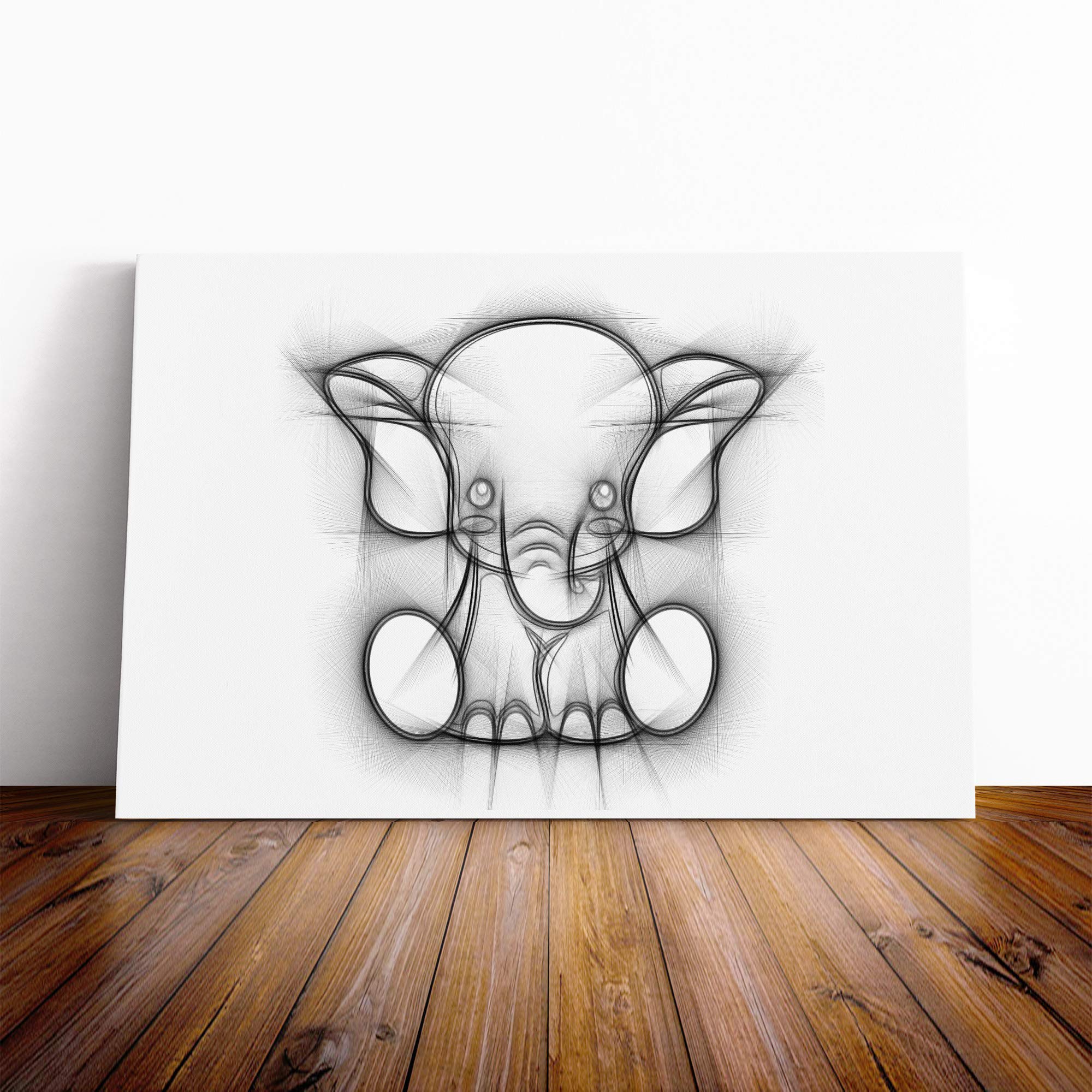 Wall Childrens Elephant Art Canvas Print | Gallery Wrapped 30mm Frame Wall Art | 24x16 inches | Ready to Hang | Contemporary Animals Picture | Living Room Bedroom Lounge Office