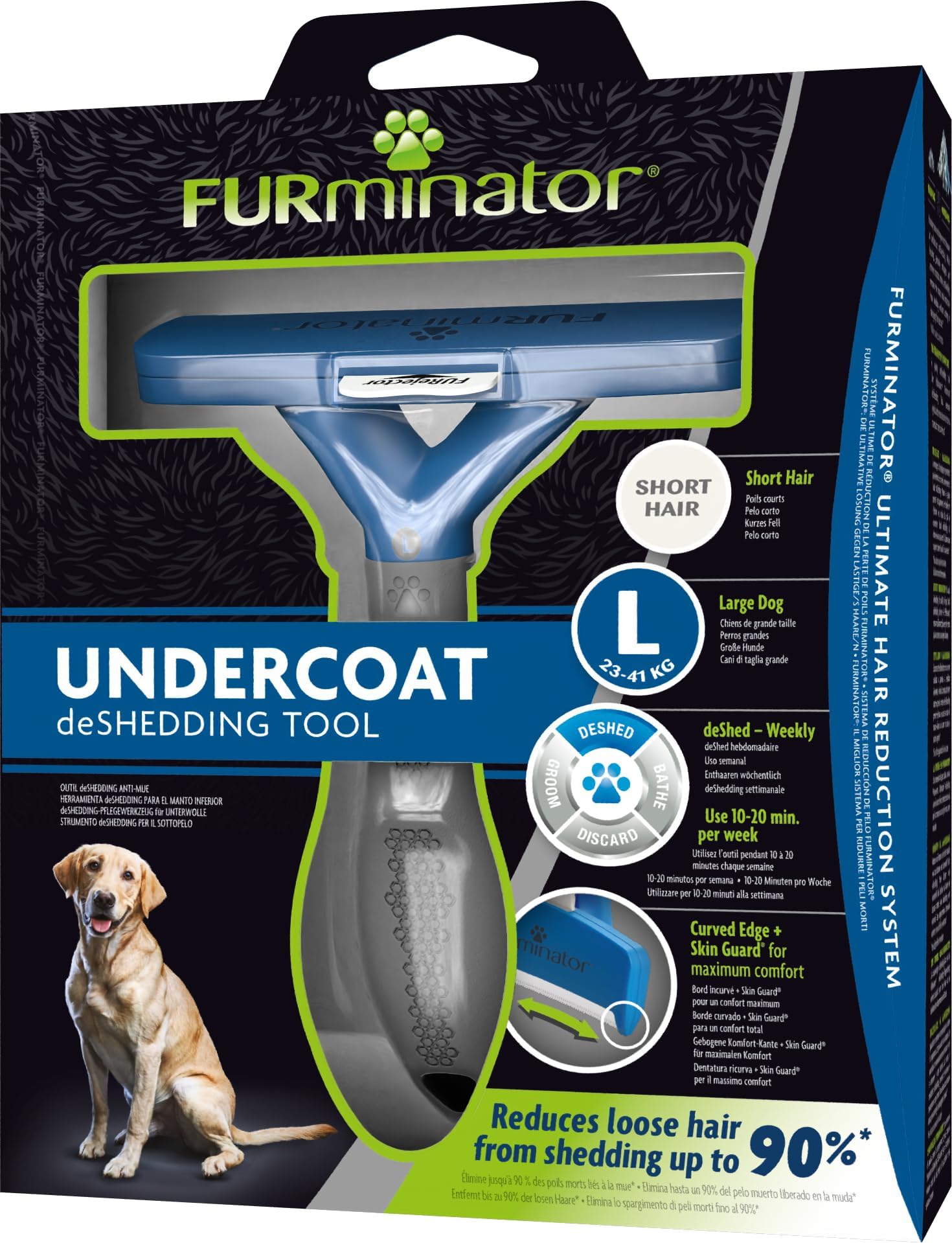 Deshedding-Tool Hund Größe L Kurzhaar - Hundebürste Für Große Hunde Zur Entfernung Der Unterwolle - Verbessertes Design