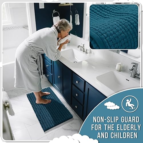 Miniatura 117 de Yimobra - Tapete de baño largo de felpilla, grande de 55.1 x 24 pulgadas, microfibra gruesa, absorbente, extrasuave, antideslizante, peludo, lavable