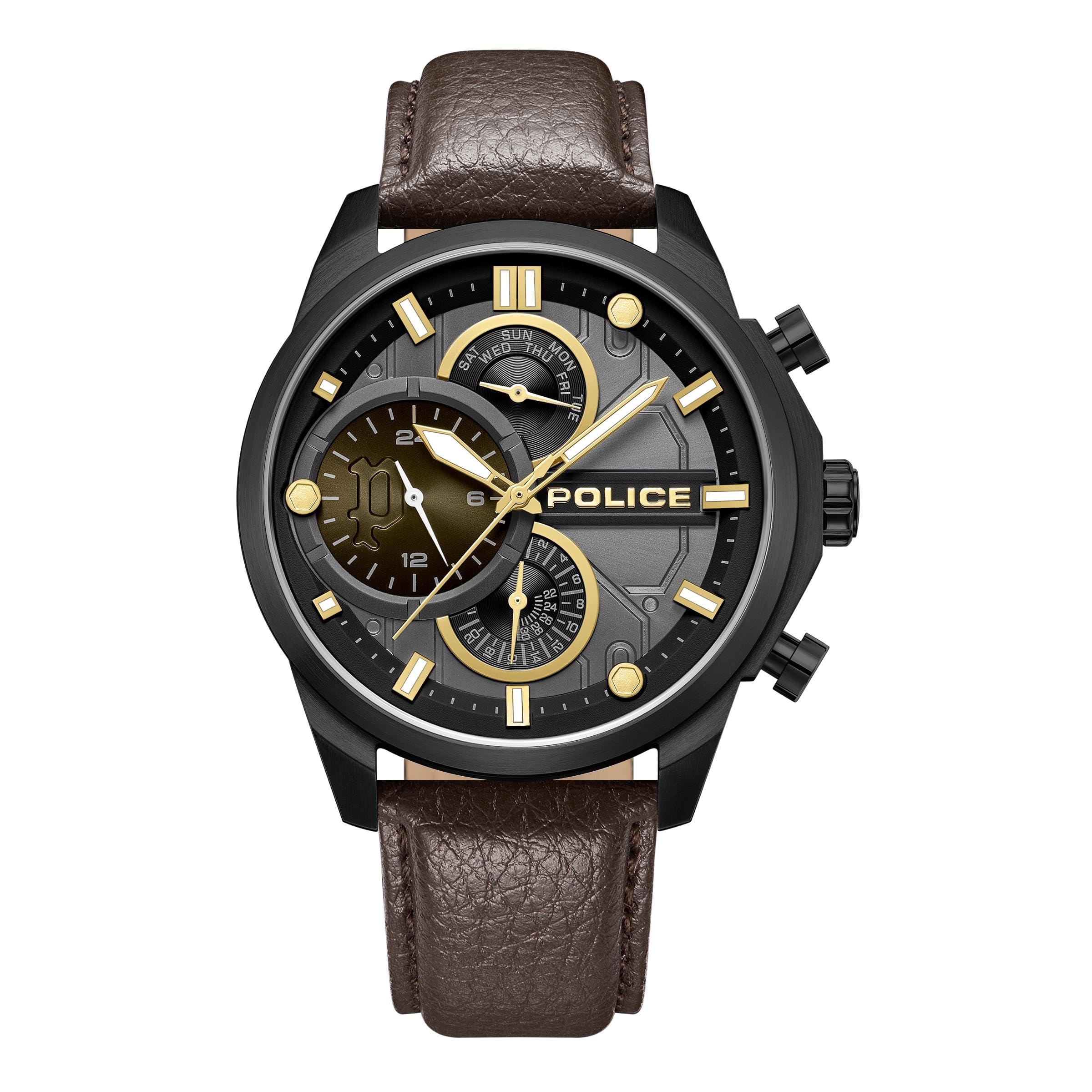police Quartz Multifunction Grey Dial Brown Leather Strap Watch for Men - PLPEWGF0039203-picture-15