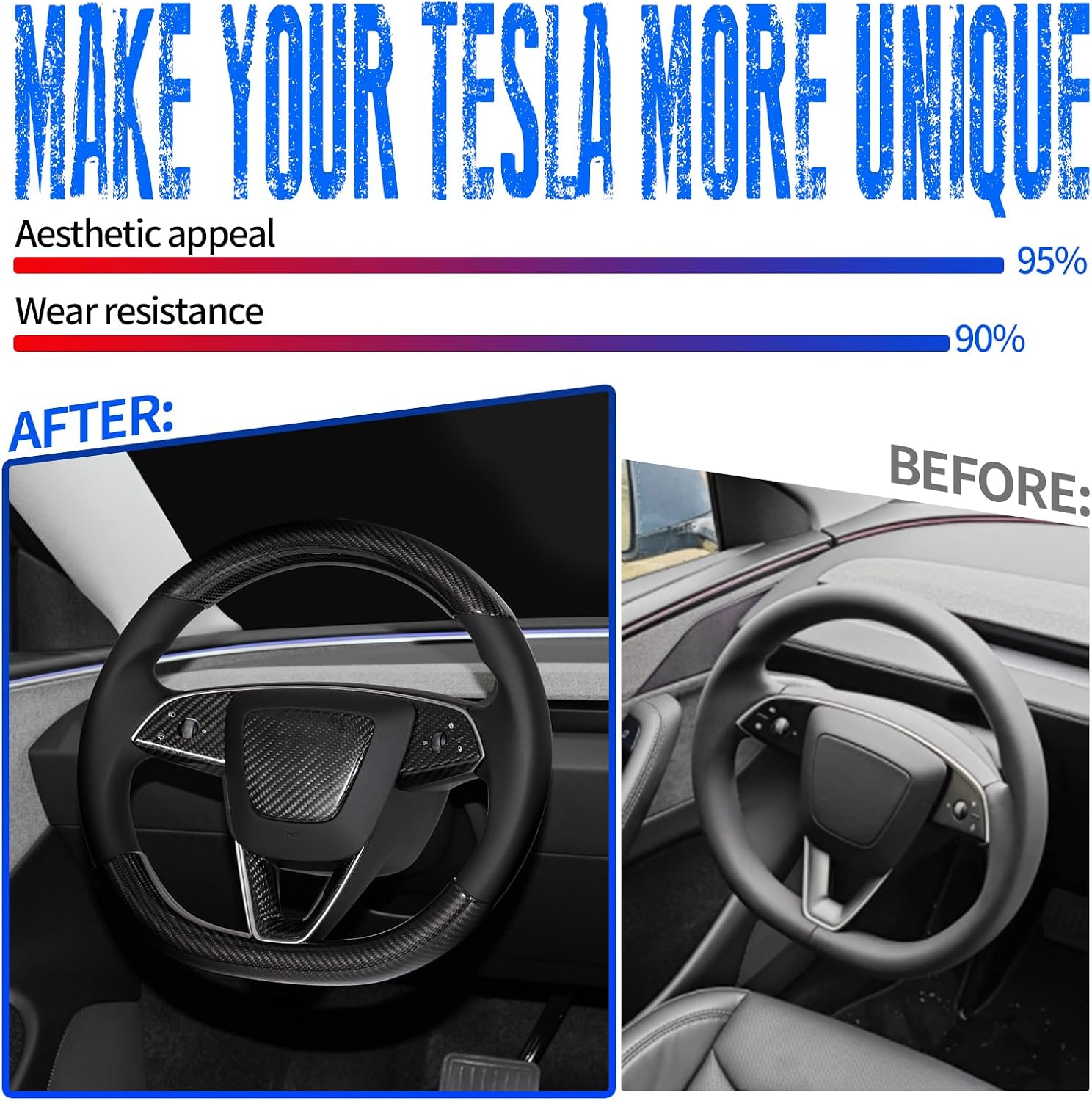 Fit For 2026 Model 3 Highland/For 2025-2026 Model Y Juniper Carbon Fiber Steering Wheel Trim (3-Piece Set) Compatible with Tesla Model 3 Highland/Model Y Juniper 100% Carbon Fiber-Brilliant Twill