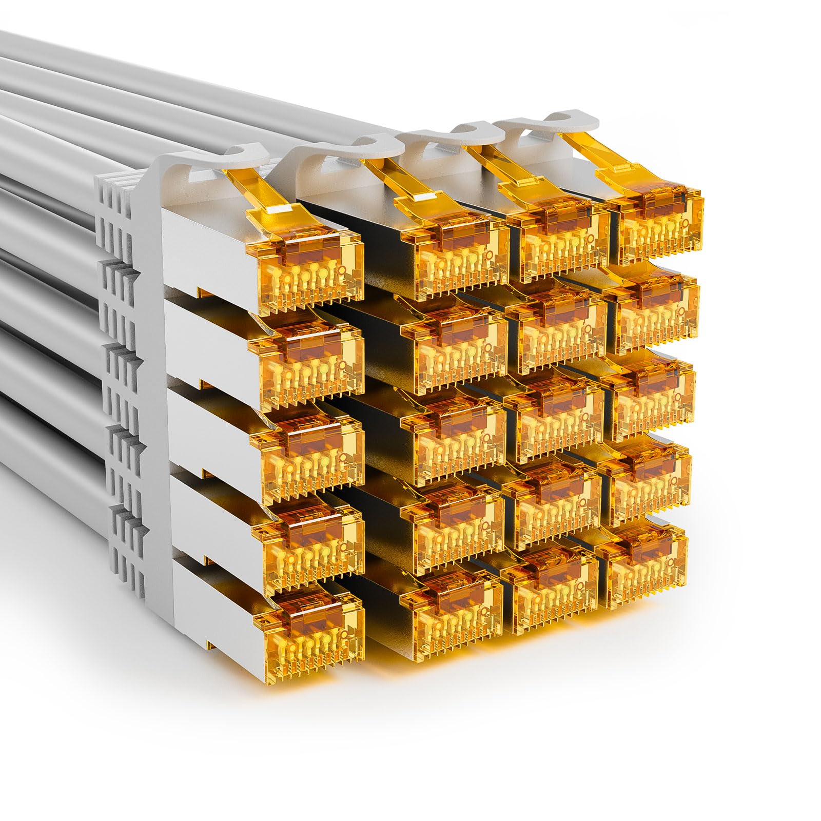 iwillink 20 x 1 m kabel krosowy CAT 7, kabel Lan CAT 7 krótki (10 Gbps, ekranowanie S/FTP PIMF, miedziany), kompatybilny z CAT7 CAT6a CAT6 panel krosowy / DSL Switch/router/modem - szary