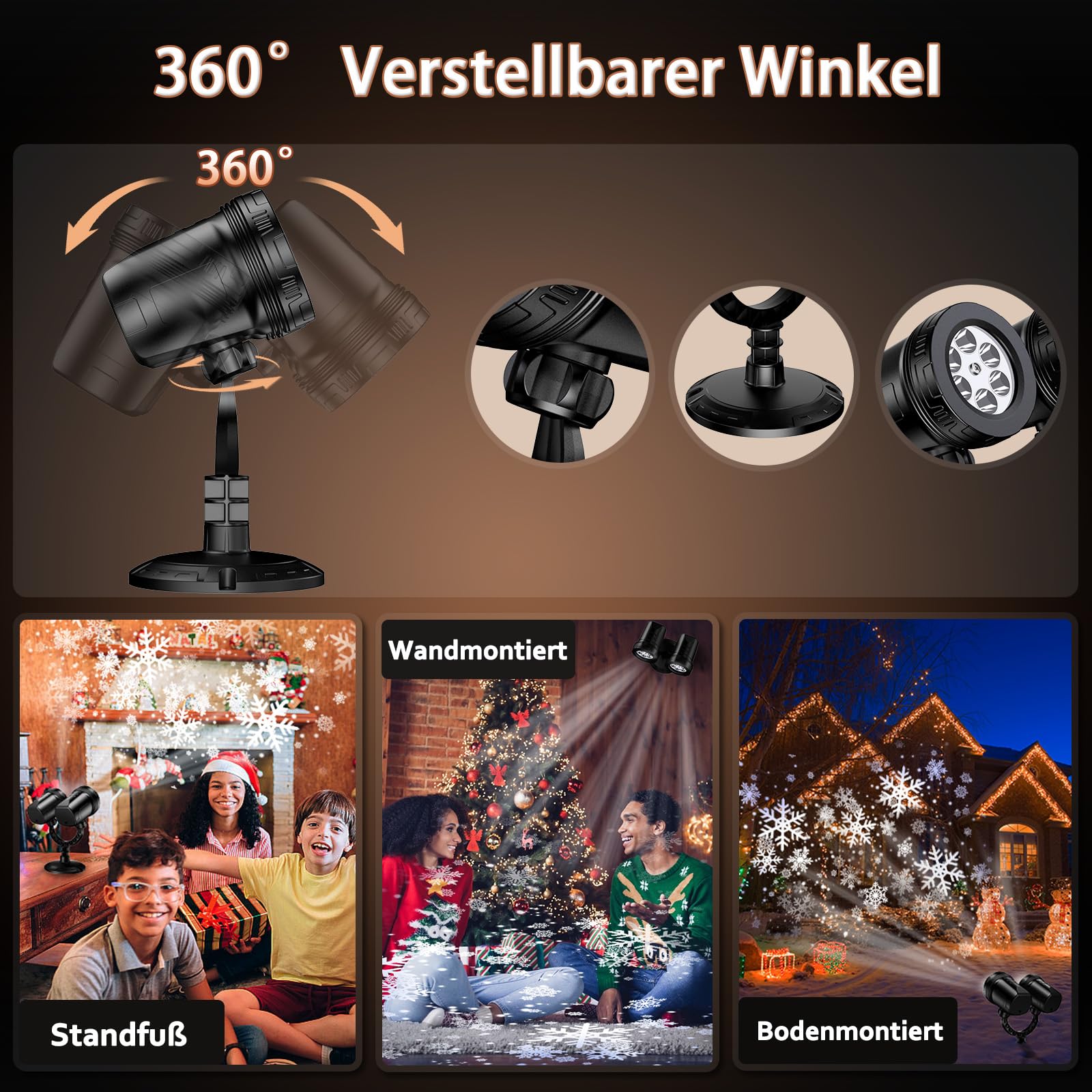 LED Projektor Weihnachten Aussen, Doppelkopf Dynamische Schneeflocken Projektor Weihnachtsdeko, Wasserdicht Weihnachtsbeleuchtung außen für Garten Weihnachtsdeko Outdoor