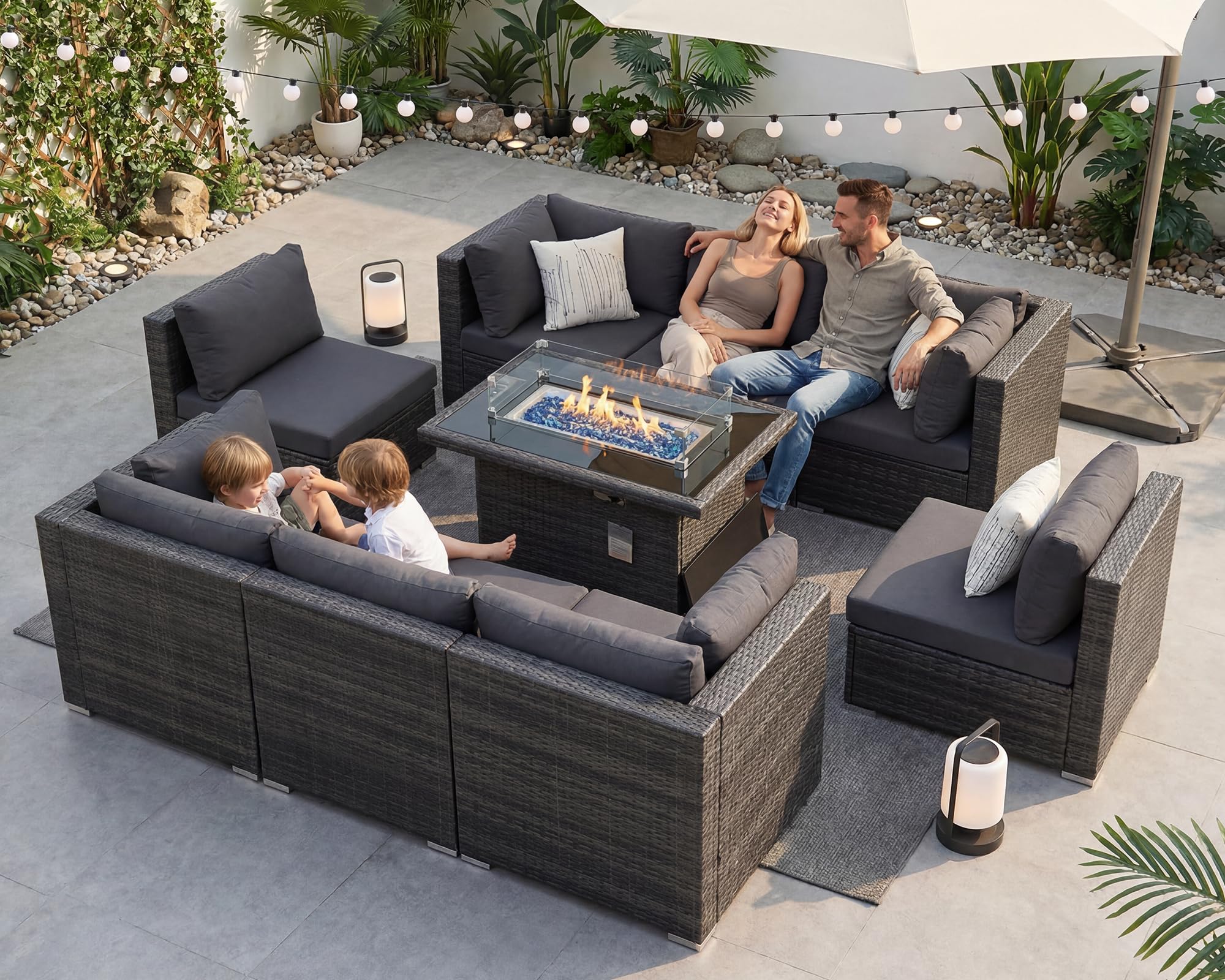 Amazon.com: BULEXYARD 9 Piece High Back Outdoor Sectional Seating