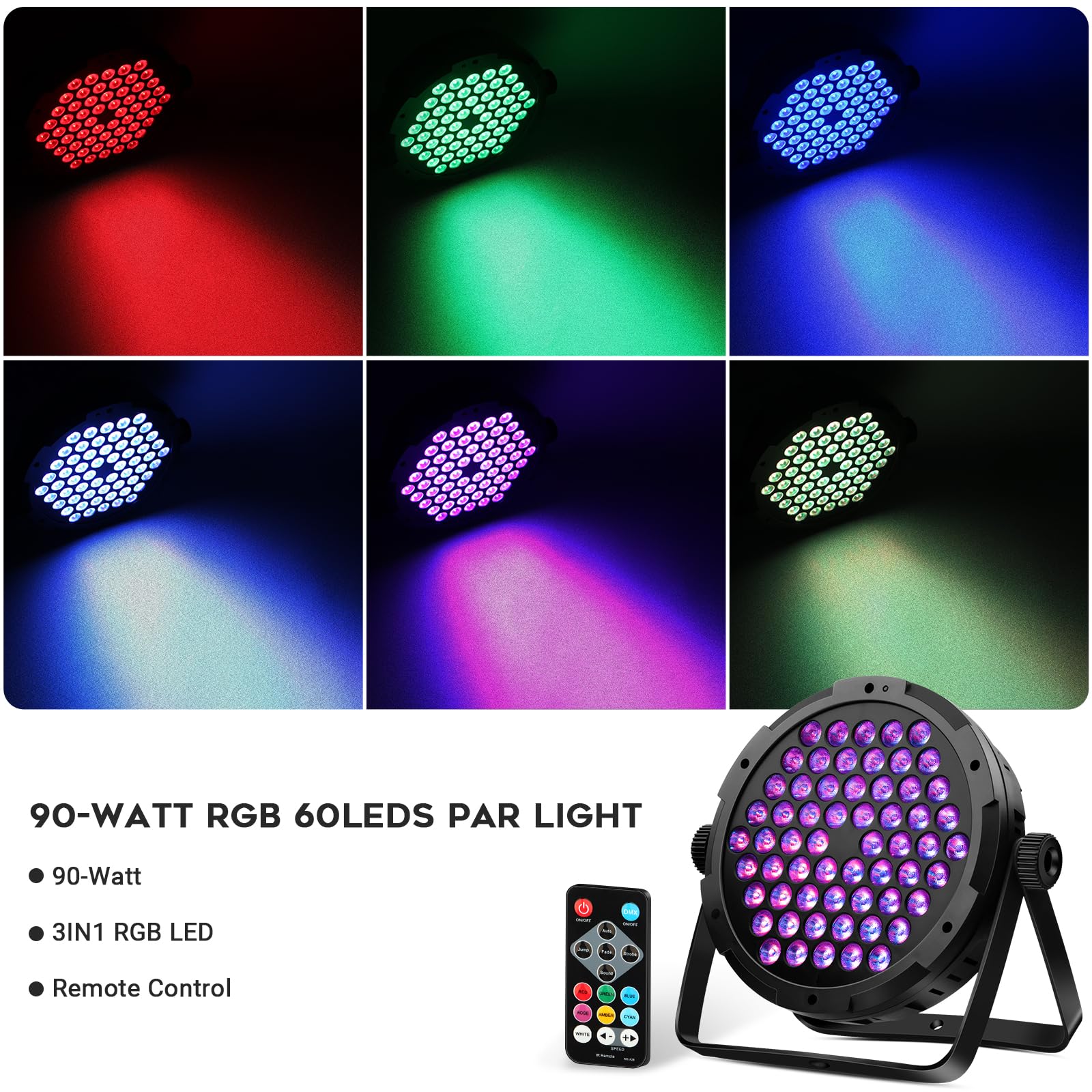 Amazon.com: 60LED Stage Par Lights 4Pack: 90W RGB Color Mixing