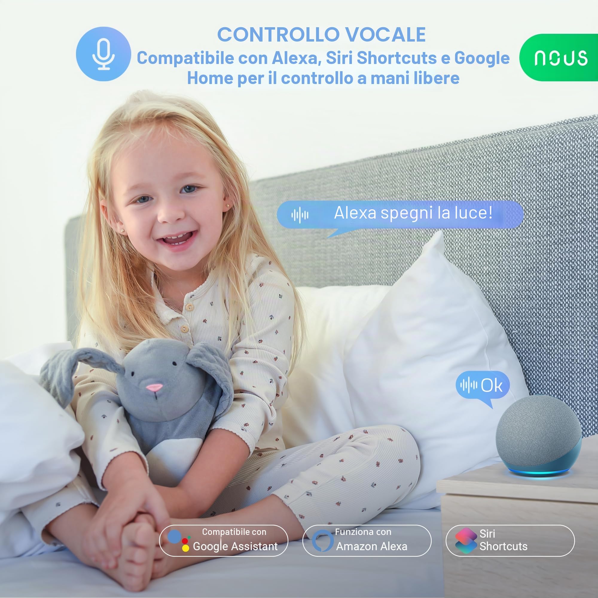 NOUS P3Z, Zigbee Lampadine Led E27 Luce Calda Fredda, Tuya Smart Life Luci Led Rgb, Lampadina Compatibile con Alexa, Google Home Assistant, M2QTT, Luce Intelligente Dispositivi Lampade