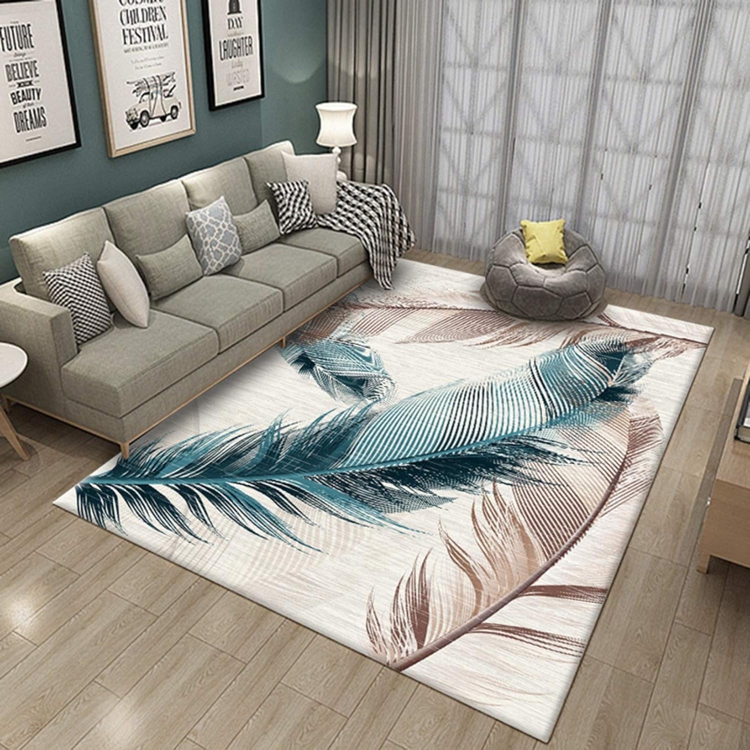 Amazon 羽根 北欧 ラグ ラグ ラグマット カーペット マット リビング シンプル モノトーン インテリア おしゃれ 北欧 長方形 防音 一人暮らし 夏用 100 160cm 春夏 オールシーズン 通年 玄関マット ラグ カーペット オンライン通販