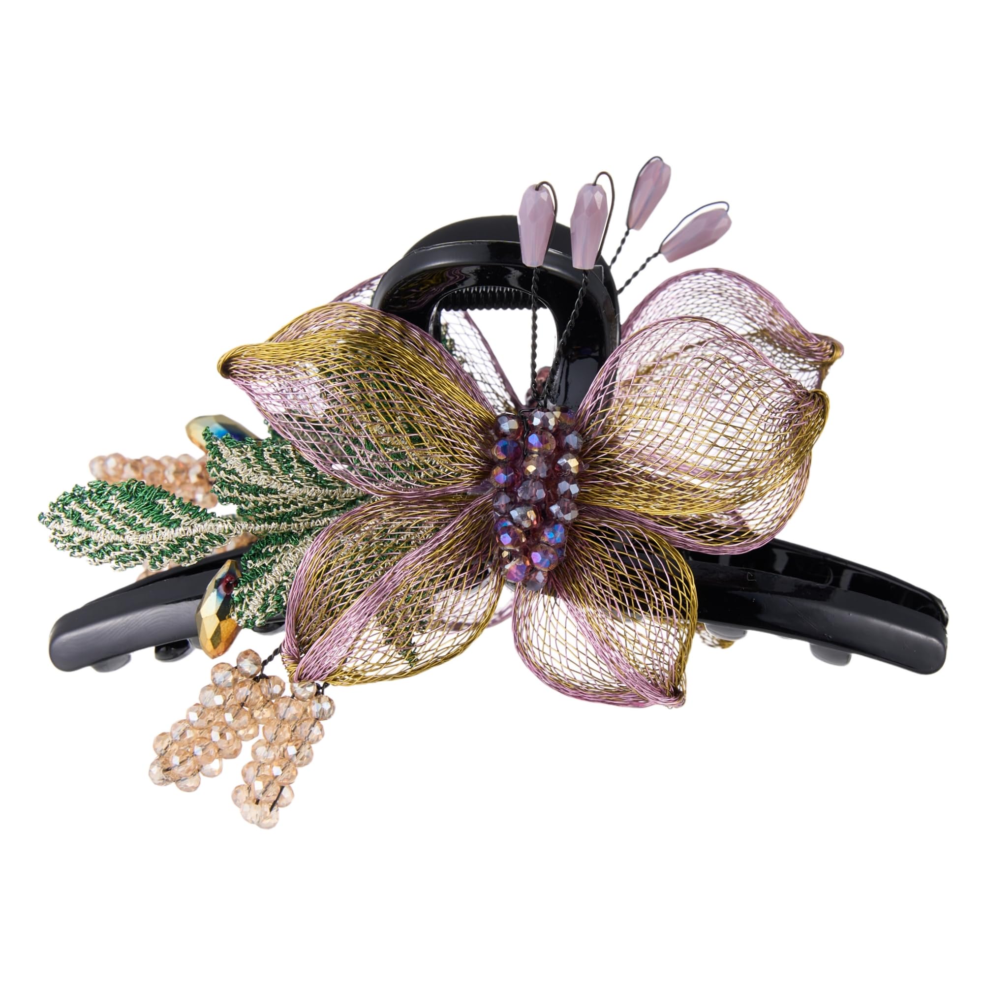 Hair Claw Clips - Copper Wire Hand-woven High-level design Hair Clips Plastic Flower Hair Accessories, Crystal Hair Claw Barrettes for Women Ladies