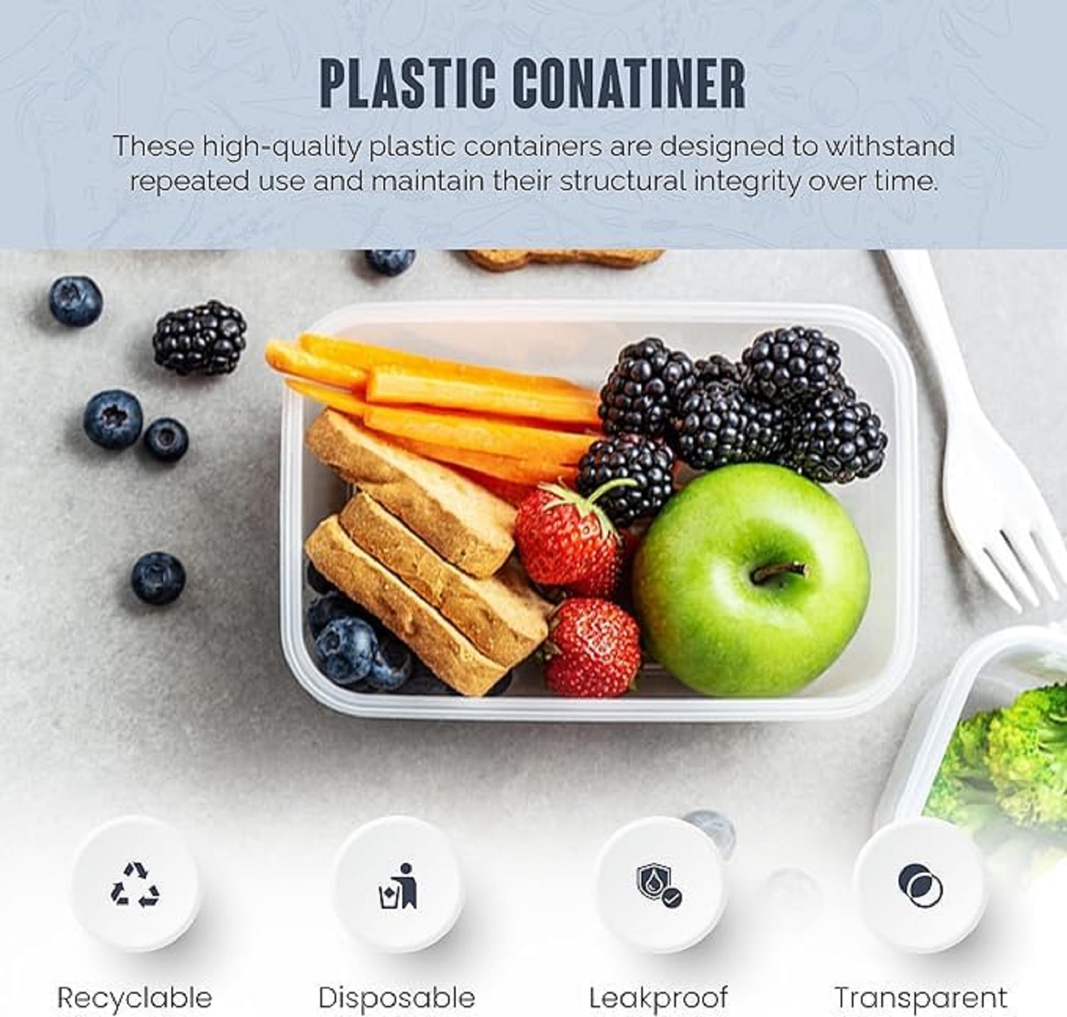 We Can Source It Ltd - 100 X 1000ml Plastik Mikrowelle Gefrierfach Sicher Essen Mehl Vorbereitung Imbiss Behälter und Deckel - Top Qualität Gastronomie Erstklassige Plastik Bpa-Frei