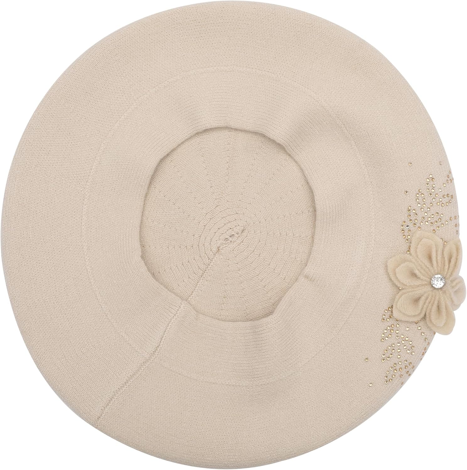 ZLYC Women French Beret hat Reversible Solid Color Floral Warm Knitted Beret Cap - Image 4