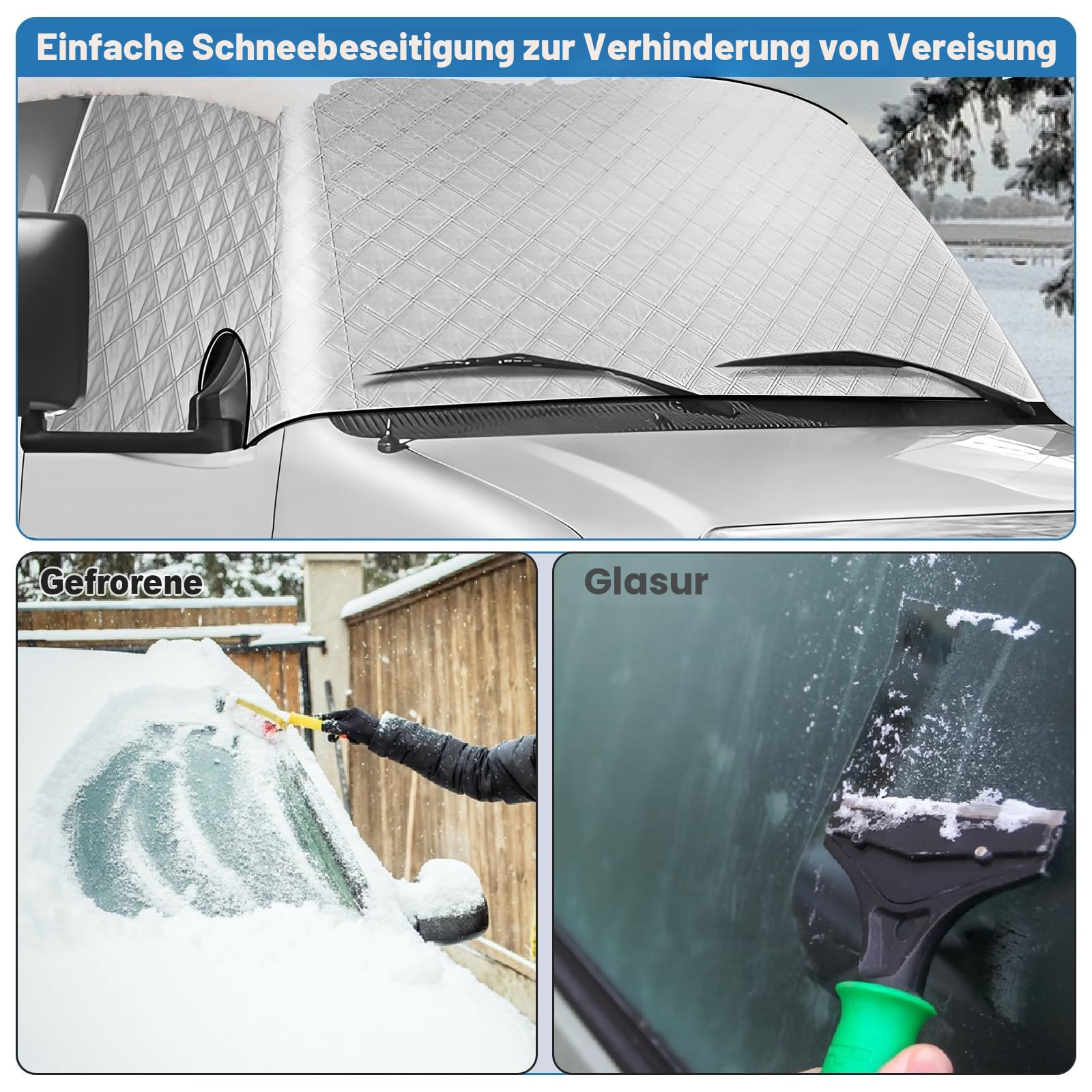Windschutzscheibenabdeckung für VW T6, Thermoabdeckung, Schnee-Abdeckung, wasserdicht, staubdicht, Sonne, UV, Schnee, EIS, Frost für VW T6 2016–2022